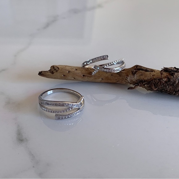 Silver layer ring, silver cz ring,stacking silver ring sterling silver ring - Picture 4 of 4